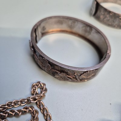 Lot 34 - Two antique hallmarked silver bangles, a...