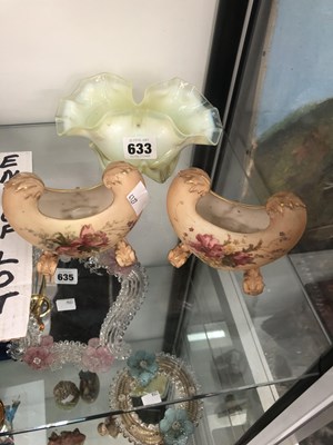 Lot 633 - A pair of Worcester blush vases together with...