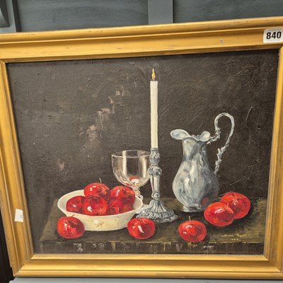 Lot 840 - A pair of still life oil paintings.