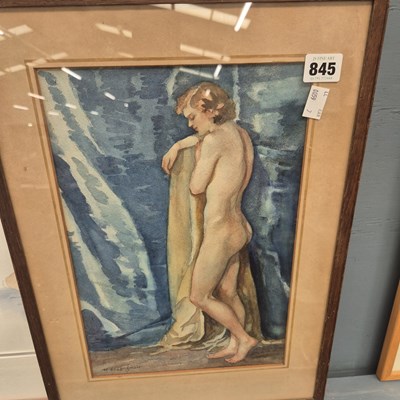 Lot 845 - M. Langmuir, nude. watercolour and one other.