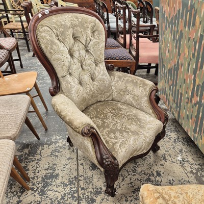 Lot 943 - A Victorian show frame large armchair.