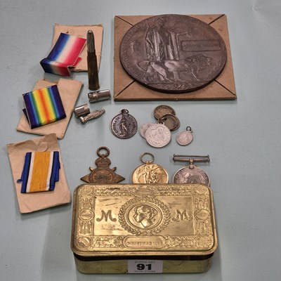 Lot 91 - A WWI death plaque penny for George Phillips,...