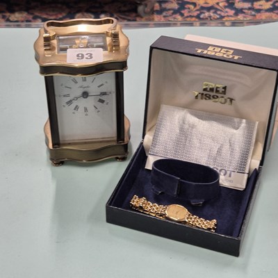 Lot 93 - An Angelus brass carriage clock, complete with...