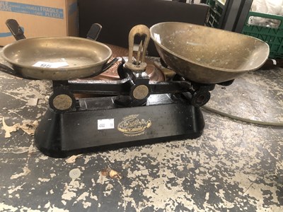 Lot 95 - A set of scales and a warming pan.