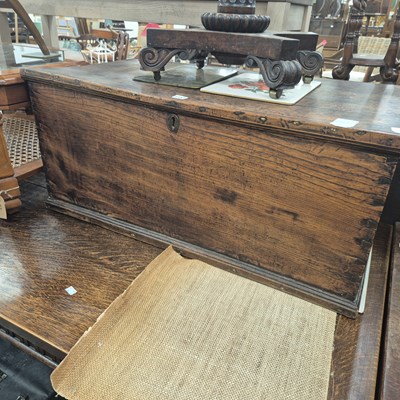Lot 1151 - A 19th century oak coffer or trunk H 41 W 94 D...