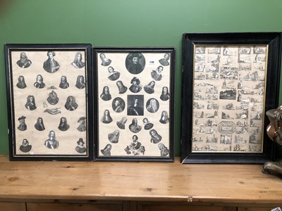 Lot 146 - Three framed collections of vignette portraits,...
