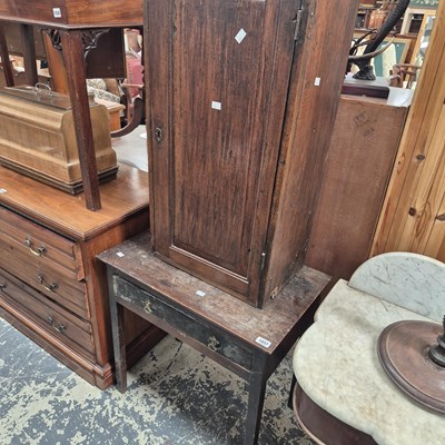 Lot 1037 - A Georgian side table and an early oak cabinet...