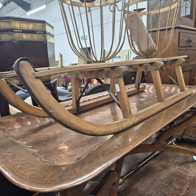 Lot 1154 - A child's wooden sledge
