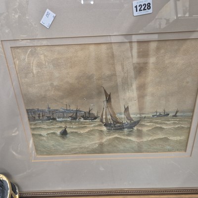 Lot 1228 - A pair of watercolour shipping scenes