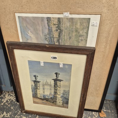Lot 1385 - A 19th-century watercolour. Warwick gates...