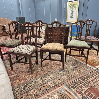 Lot 365 - A set of six Fruitwood Chippendale style...