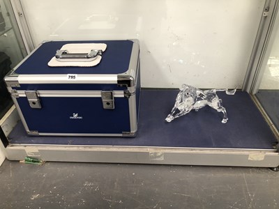 Lot 795 - A Swarovski glass "The Bull" with its carrying...
