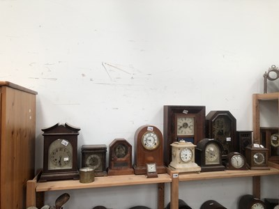 Lot 1196 - Twelve various clocks together with a mantle...