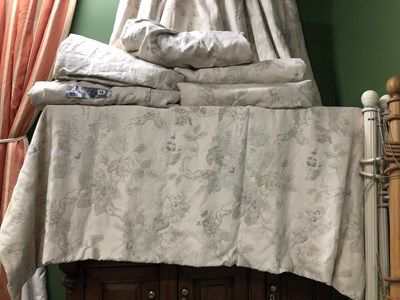 Lot 15 - A set of six cream ground interlined curtains...