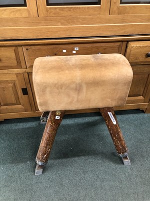 Lot 25 - A Spencer leather topped adjustable gymnastics...