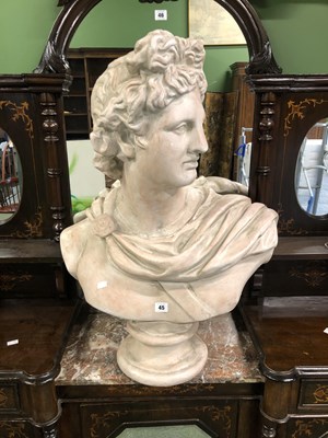 Lot 45 - A white painted bust of Apollo