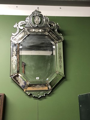 Lot 49 - A Venetian mirror with engraved foliate...