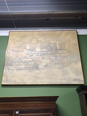Lot 68 - L Reynolds, ARR. an impressionistic city scape,...