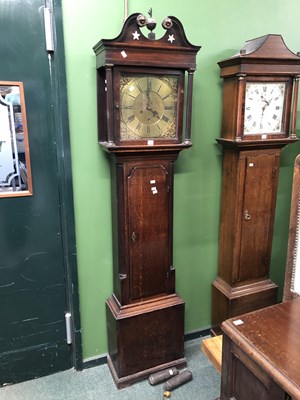 Lot 73 - A 19th century oak long cased clock, the...