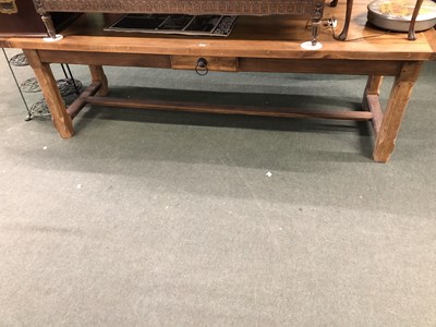 Lot 82 - An oak refectory table, the drawers to three...