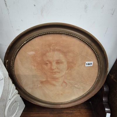 Lot 1441 - A mid 19th century sanguine chalk study for a...