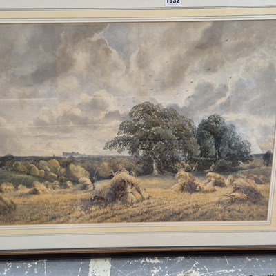 Lot 1532 - A large English school watercolour, wheat...