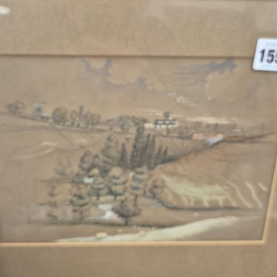 Lot 1551 - 19th century school, a distant village. pencil...