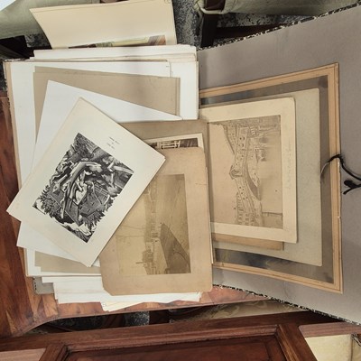 Lot 1629 - A large folio of photographs, prints, and...