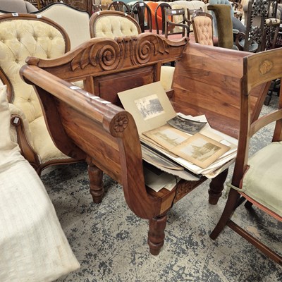 Lot 90 - An eastern hardwood large "throne" armchair.