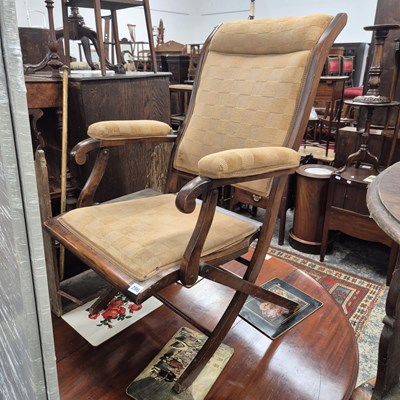 Lot 296 - A folding campaign chair.