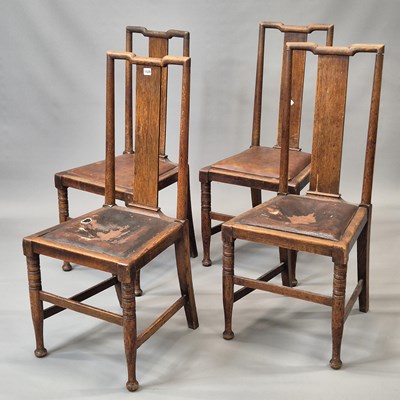 Lot 1526 - A set of four William Morris oak 'Tabard'...