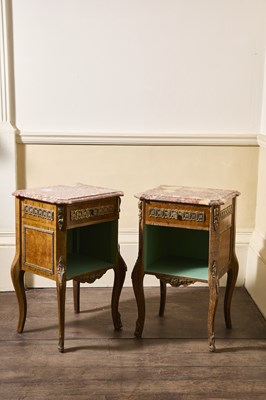 Lot 119 - Pair of French Parquetry Inlaid marble top...