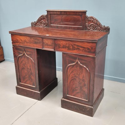 Lot 16 - Small mahogany early Victorian twin pedestal...