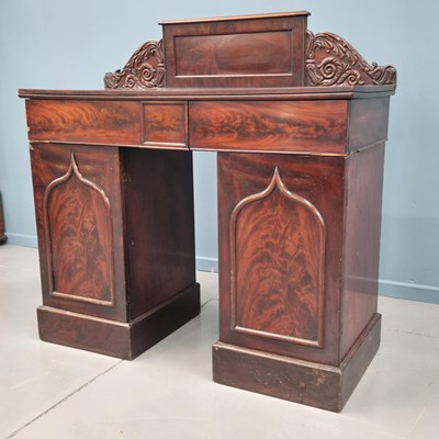 Lot 16 - Small mahogany early Victorian twin pedestal...