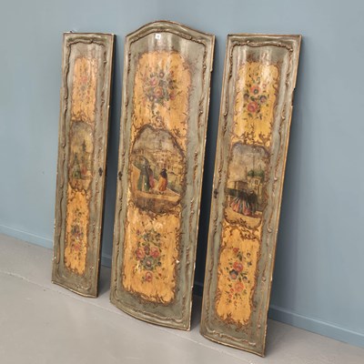 Lot 72 - Three antique-shaped panels decorated to match...