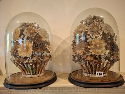 Lot 210 - A pair of Victorian floral bouquets of shells...