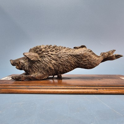 Lot 1574 - An Austrain cold painted bronze running boar...