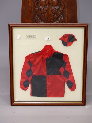 Lot 1580 - A frame of racing silks, the colours of 'Mr C...