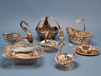 Lot 780 - A Walker and Hall silver sweet basket, a...