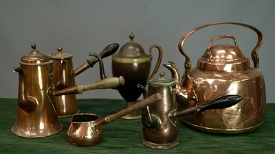 Lot 41 - An unusually large Georgian copper kettle with...