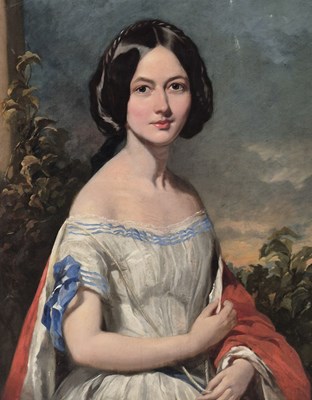 Lot 1663 - Victorian school, a portrait of a dark haired...