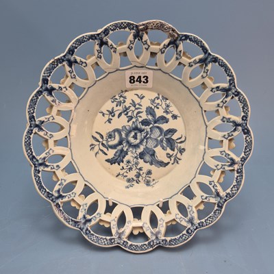 Lot 843 - A first period Worcester blue and white basket...