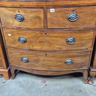 Lot 156 - A 19th century mahogany bowfront small chest...