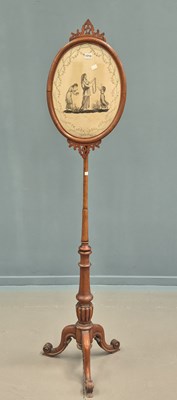 Lot 1713 - A Victorian mahogany tripod pole screen, the...