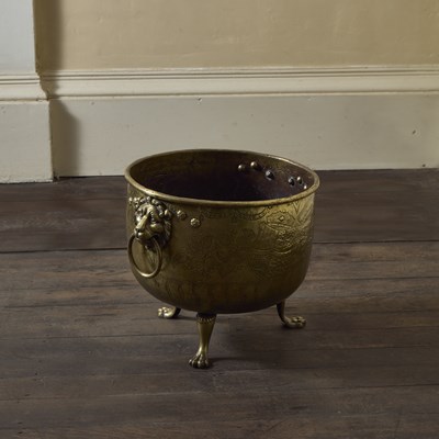 Lot 53A - An antique Georgian style brass log bin,...