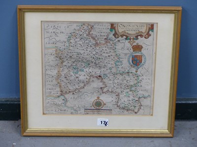 Lot 17 - An early hand coloured map of Oxfordshire...
