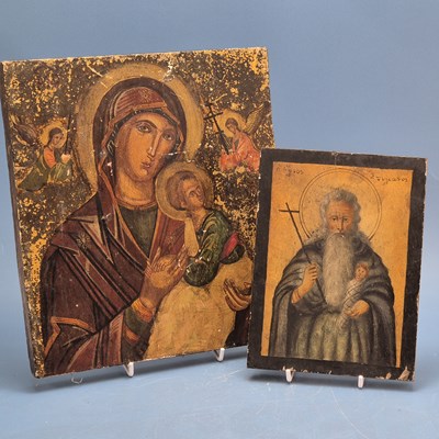 Lot 265 - Two icons, Madonna and Child. H 24 W 22cms and...
