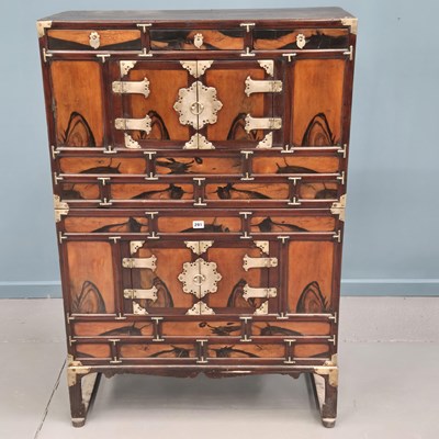 Lot 291 - An antique Korean metal bound hardwood...