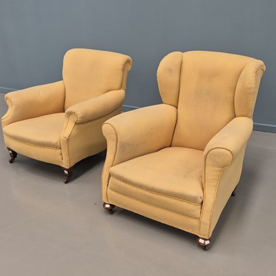 Lot 1321 - An Edwardian deep seat armchair in the manner...