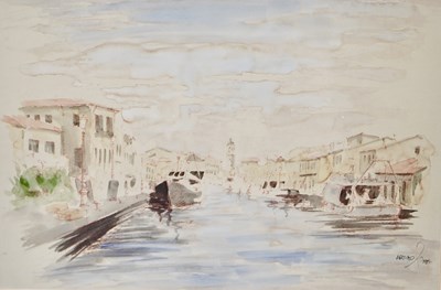 Lot 636 - Late 19th/early 20th century, a Venetian canal...
